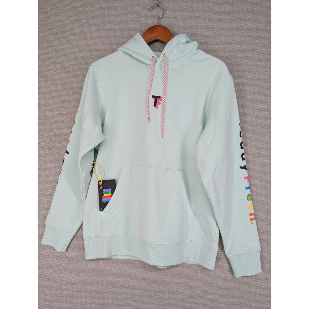 Teddy Fresh Hoodie Heavy S Uni Pullover Sleeve Spellout Pastel Green Embroidered